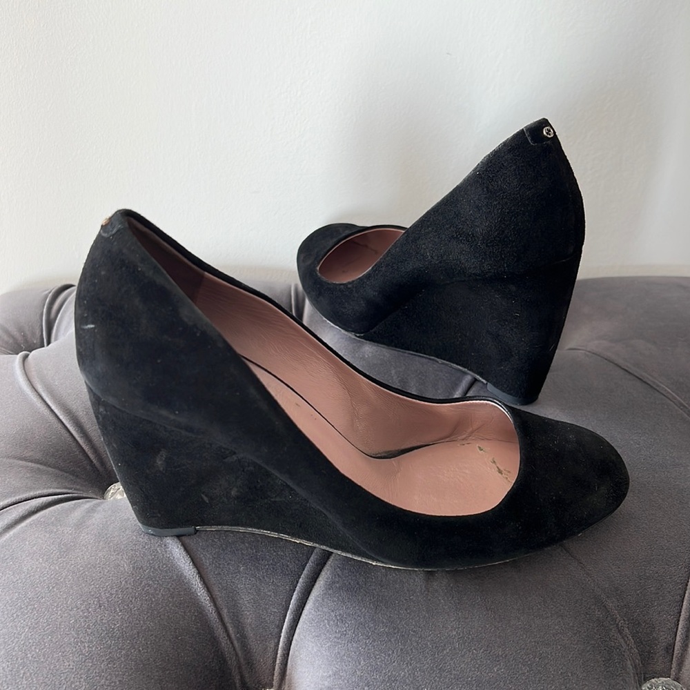 Gucci Black Suede Wedge Heels